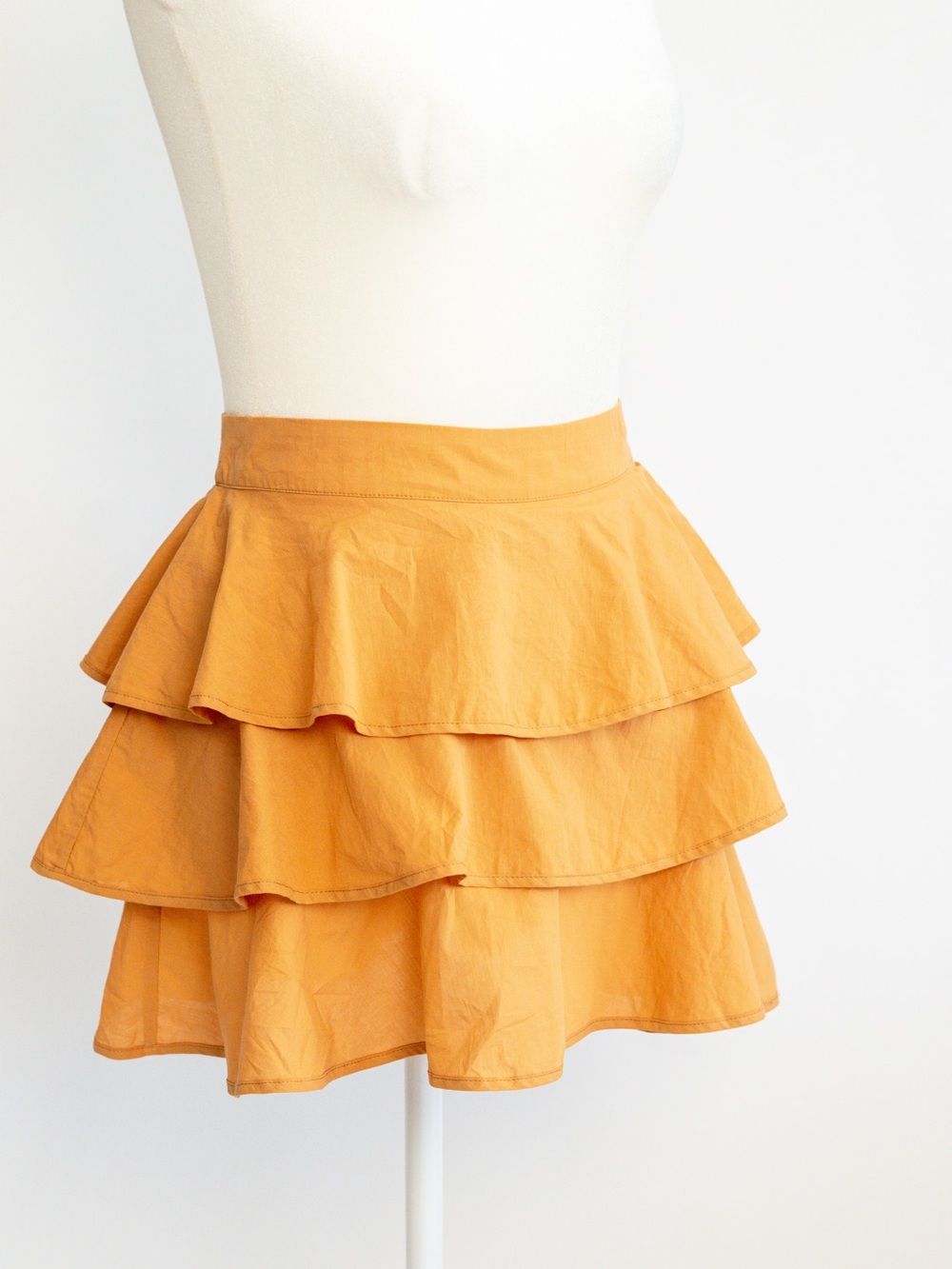 FARM Rio Mustard Tiered Ruffle Skirt